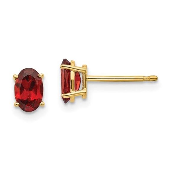 Kazi Luxury Elegant 14k Yellow Gold Garnet Earrings January Birthstone Beauty
